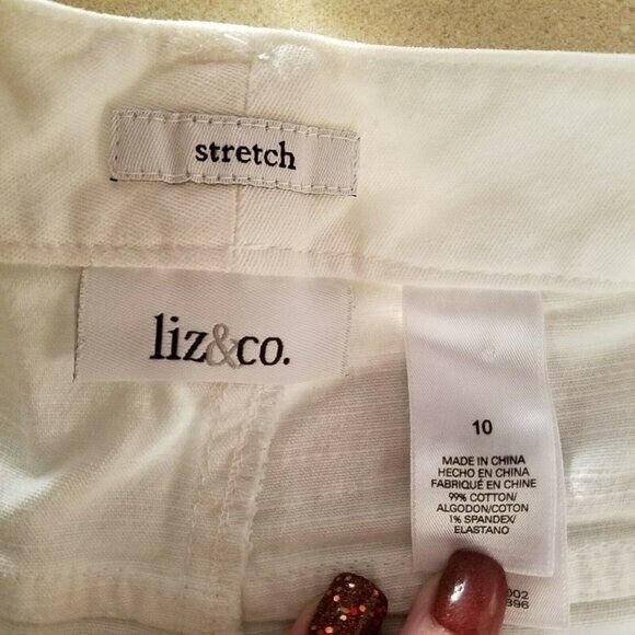 Liz & Co. Womens Size 10 White  Solid Capri Pants - Picture 6 of 10
